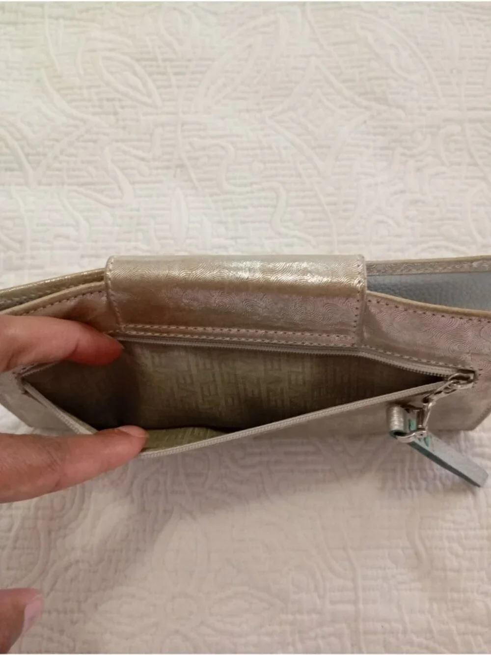 Velez Shimmering Gold Wallet With Multiple Card Slots & Snap Closure